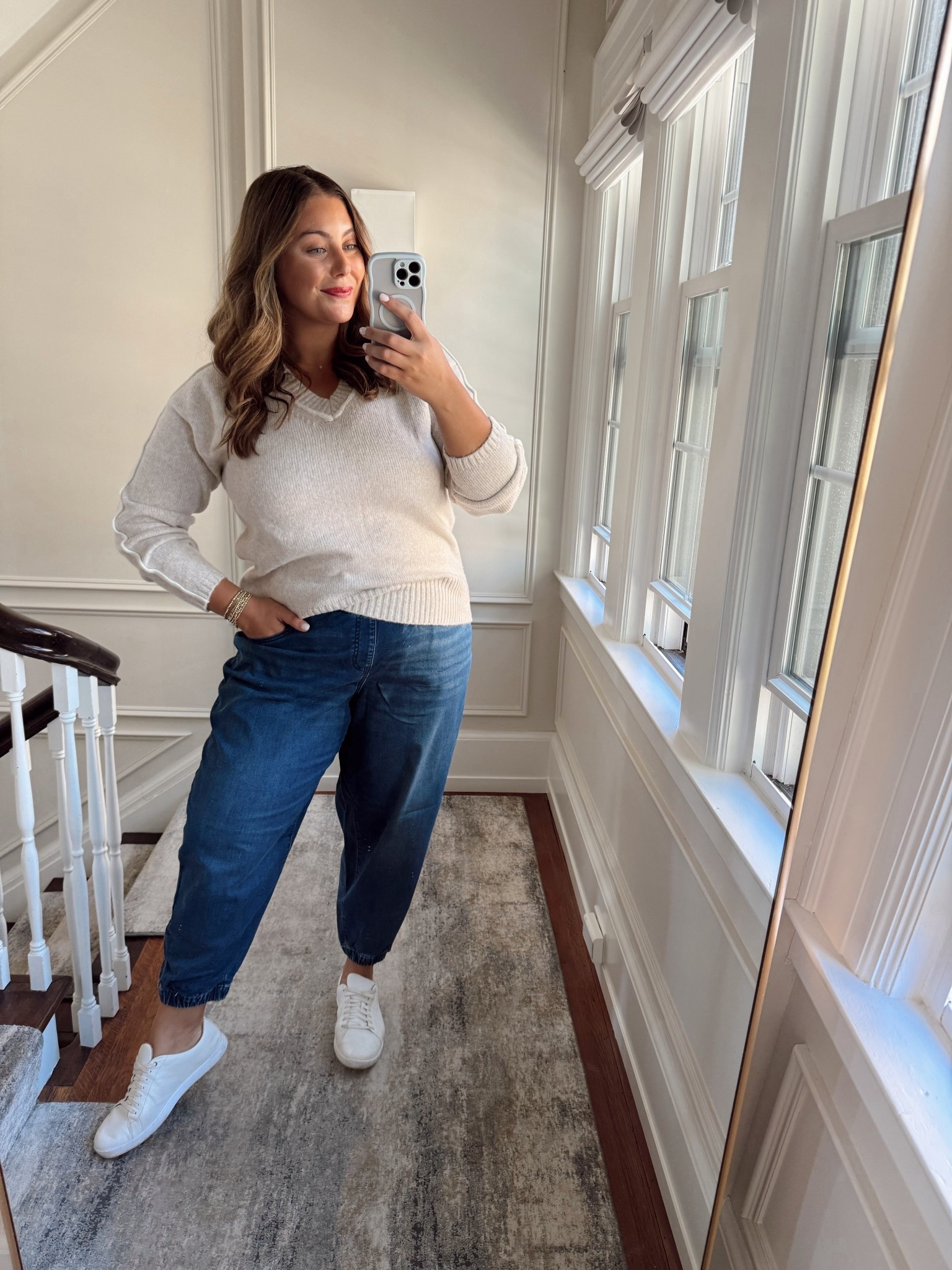 Easy weekend fall outfit - wearing size 14/16 in sweater & 18 in jeans. 

#LTKStyleTip #LTKSeasonal #LTKPlusSize