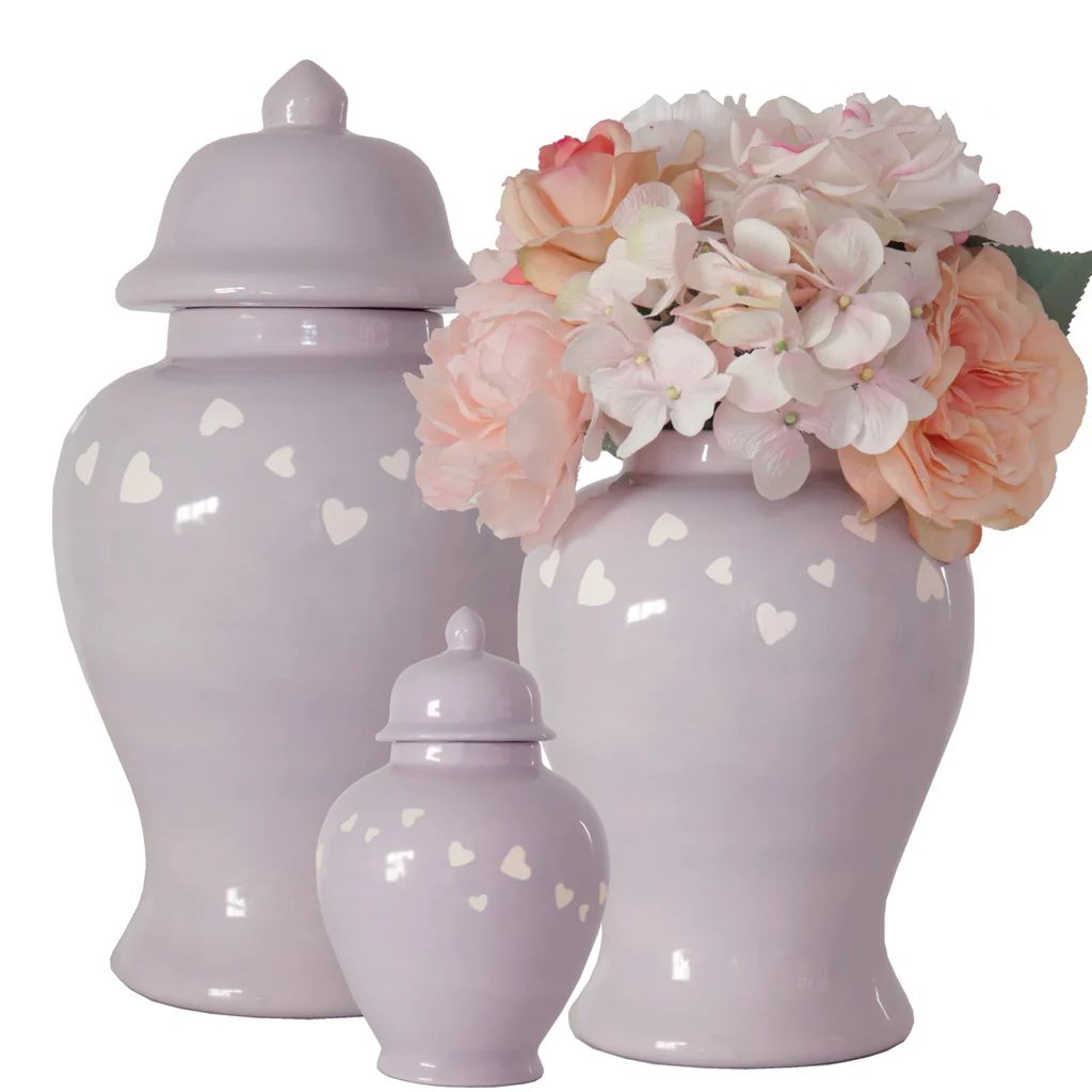 "Love is in the Air" Ginger Jars in Light Lavender | Lo Home by Lauren Haskell Designs