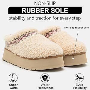 chwellic Women's Platform Slippers Mini Boots Braid Slippers with Plush Fleece Lining Fuzzy Slipp... | Amazon (US)