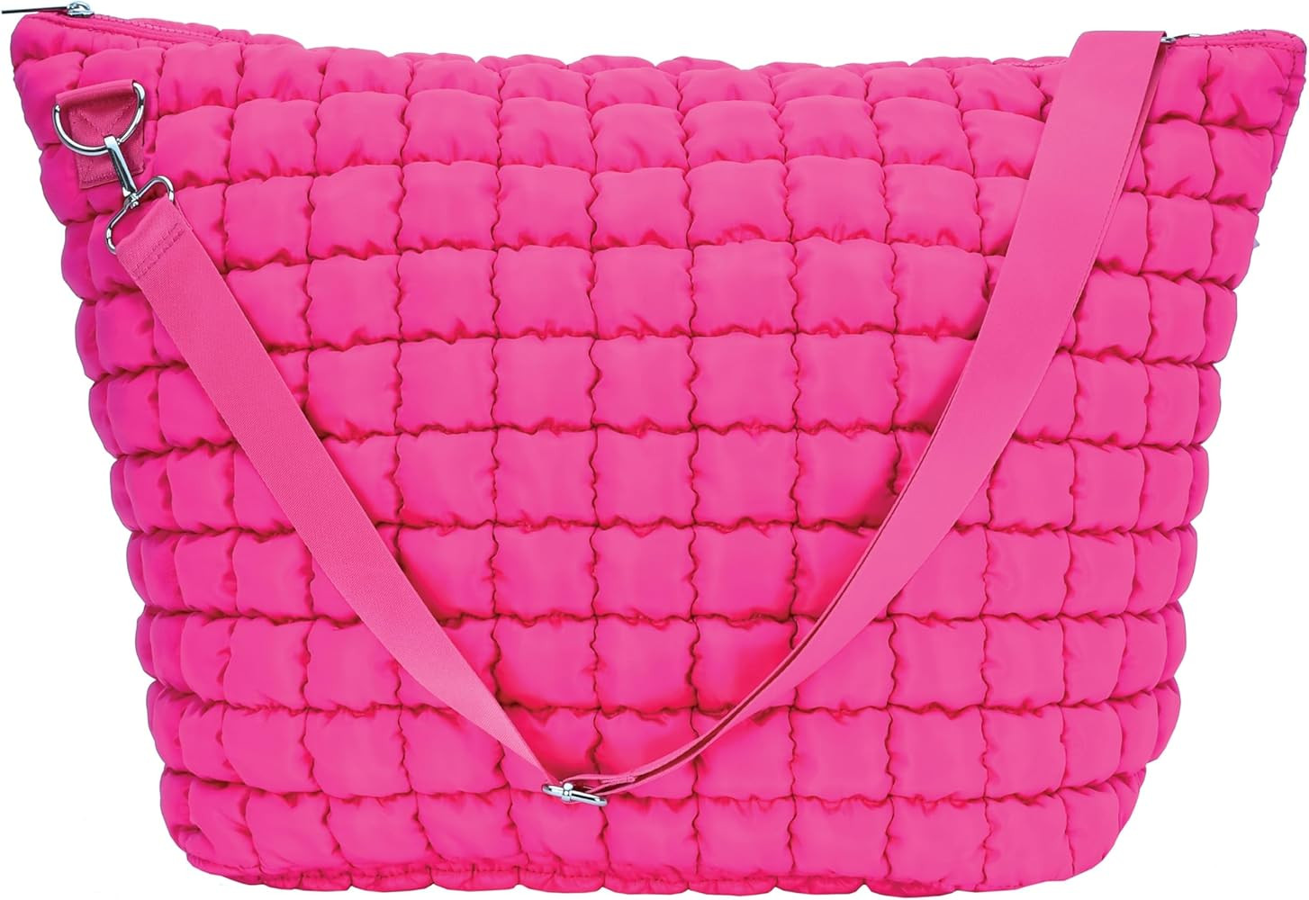 iscream 23" x 16" Puffy Quilted Roomy Travel Tote Bag with Zipper Closure and Adjustable Strap - ... | Amazon (US)