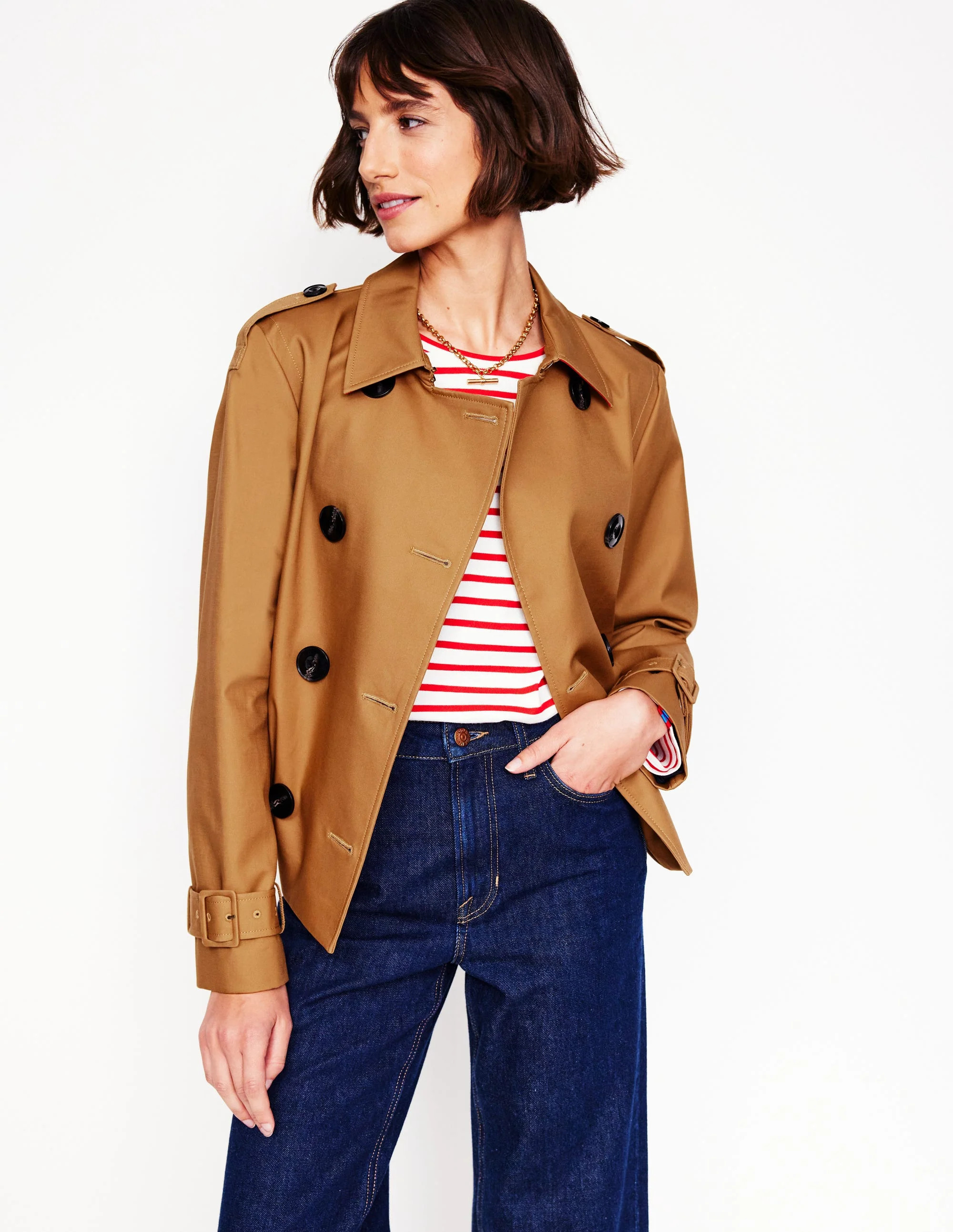Mayfair Cropped Trench-Hazelnut Brown | Boden (US)