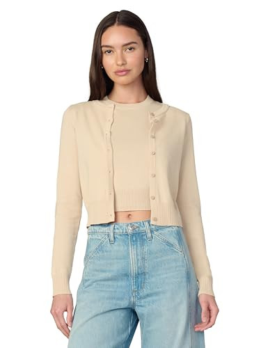 Joe's Jeans Women's The Dani Cotton Cardigan, Sand, Large | Amazon (US)