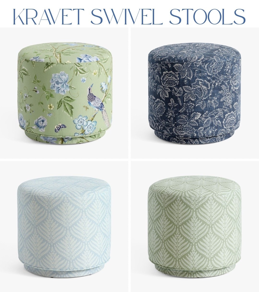 Kravet x Pottery Barn upholstered swivel stools designer bedroom southern style home traditional home decor 

#LTKSeasonal #LTKGiftGuide #LTKHome