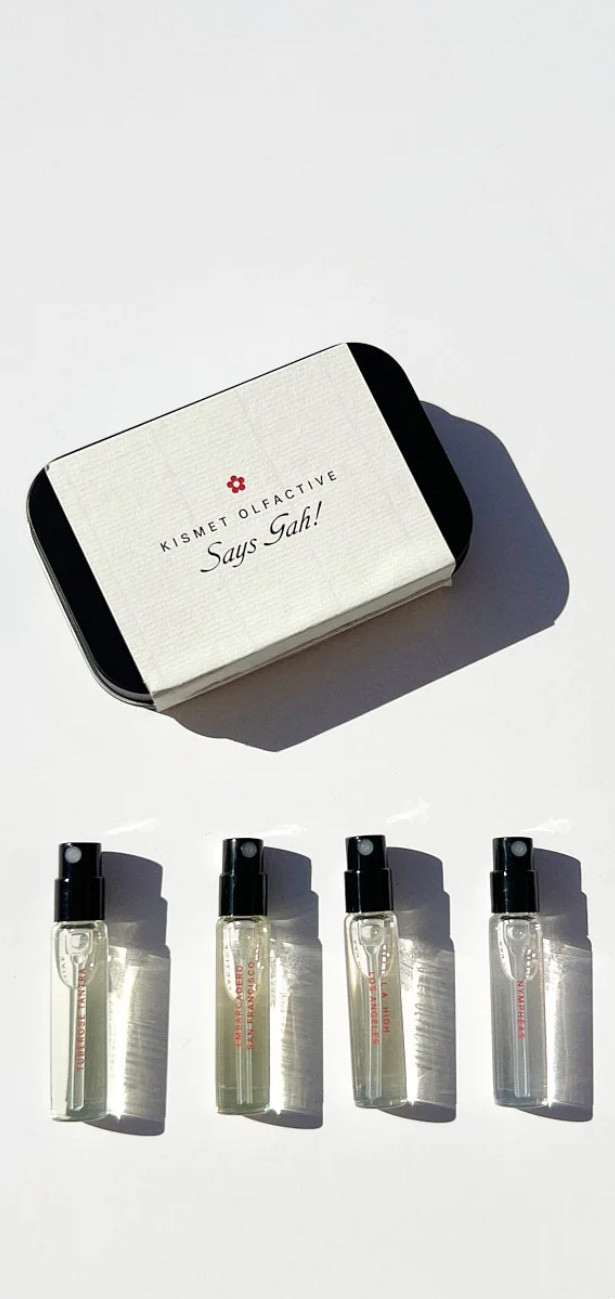 the cutest travel perfume kit , samplers or full size available :) 