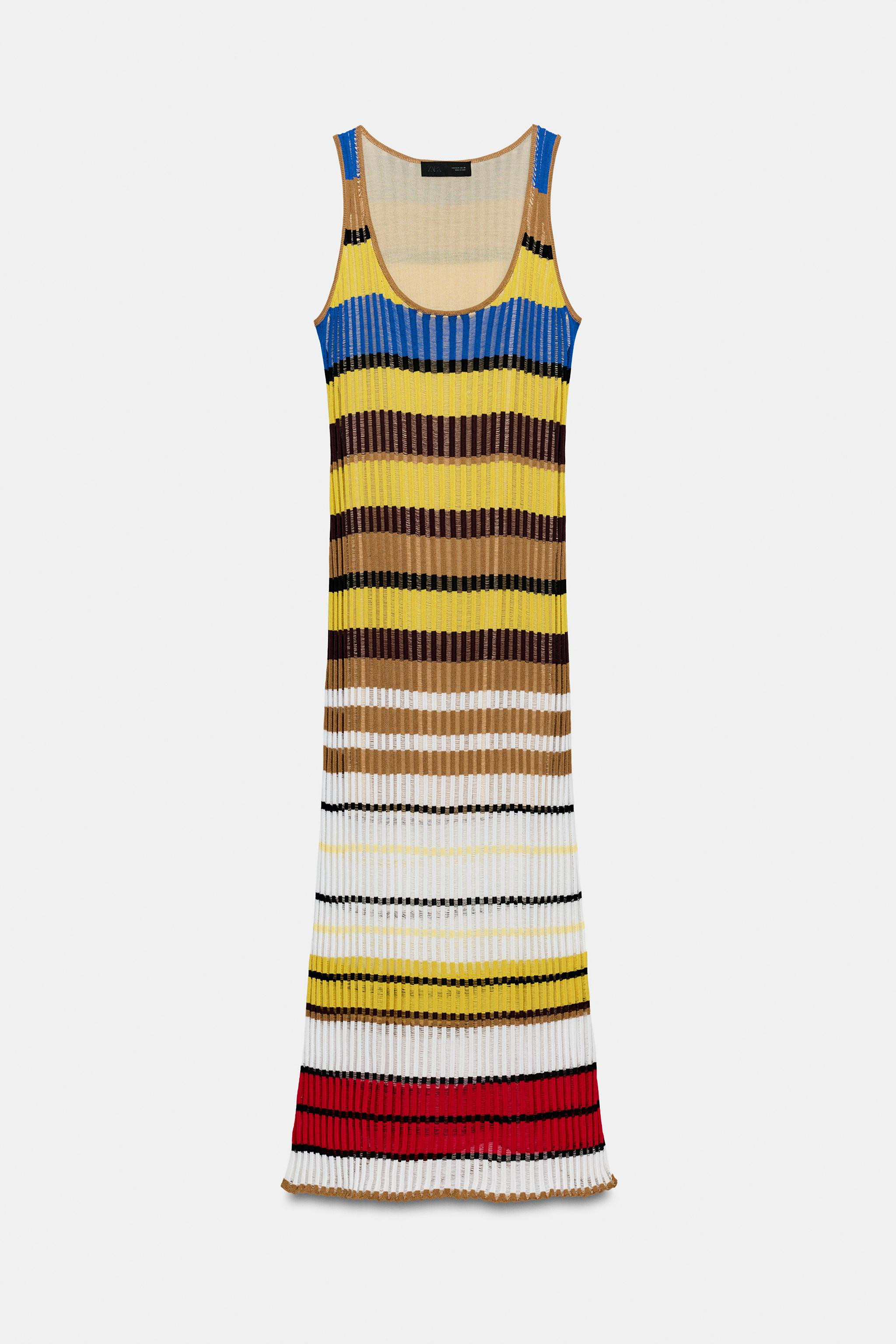 STRIPED LONG KNIT DRESS | Zara US
