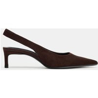 Zara - Suede Kitten Heel Slingbacks - Chocolate Brown - 6½ - Woman | Zara US