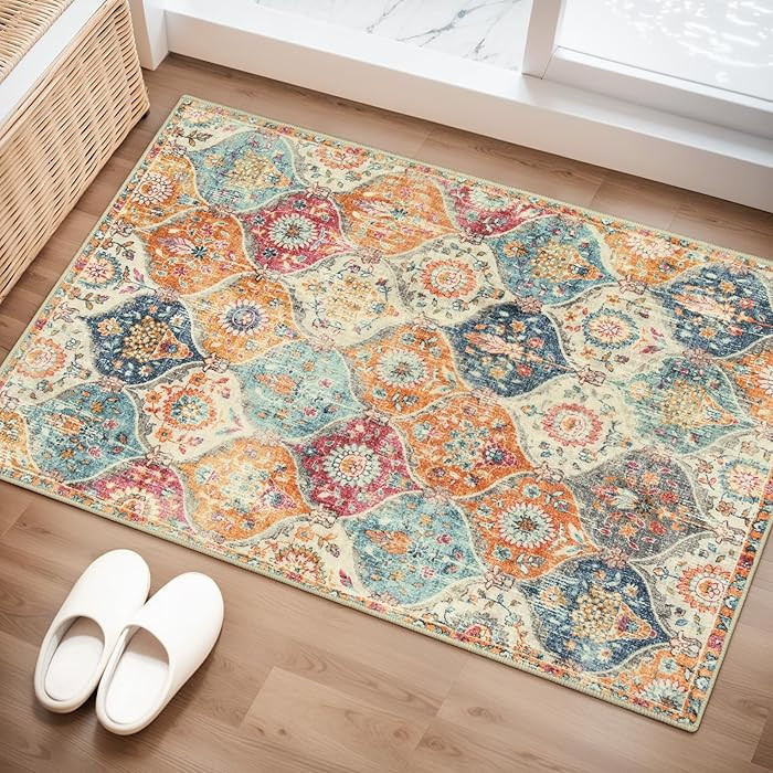 Lahome Moroccan Trellis Washable Rug, 2x3 Kitchen Rugs for Entryway Bathroom, Non-Slip Indoor Doo... | Amazon (US)