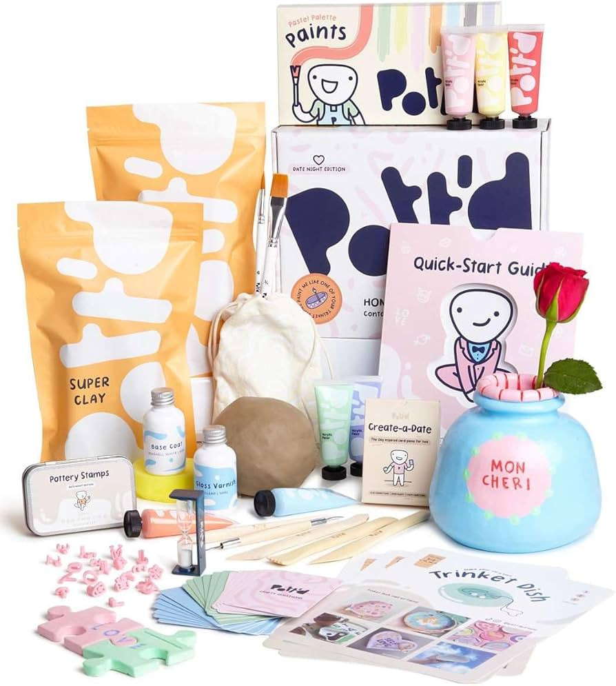 Pott'd Air Dry Clay for Adults Date Night Special Edition. Beginners Home Pottery Kit for Adults.... | Amazon (US)