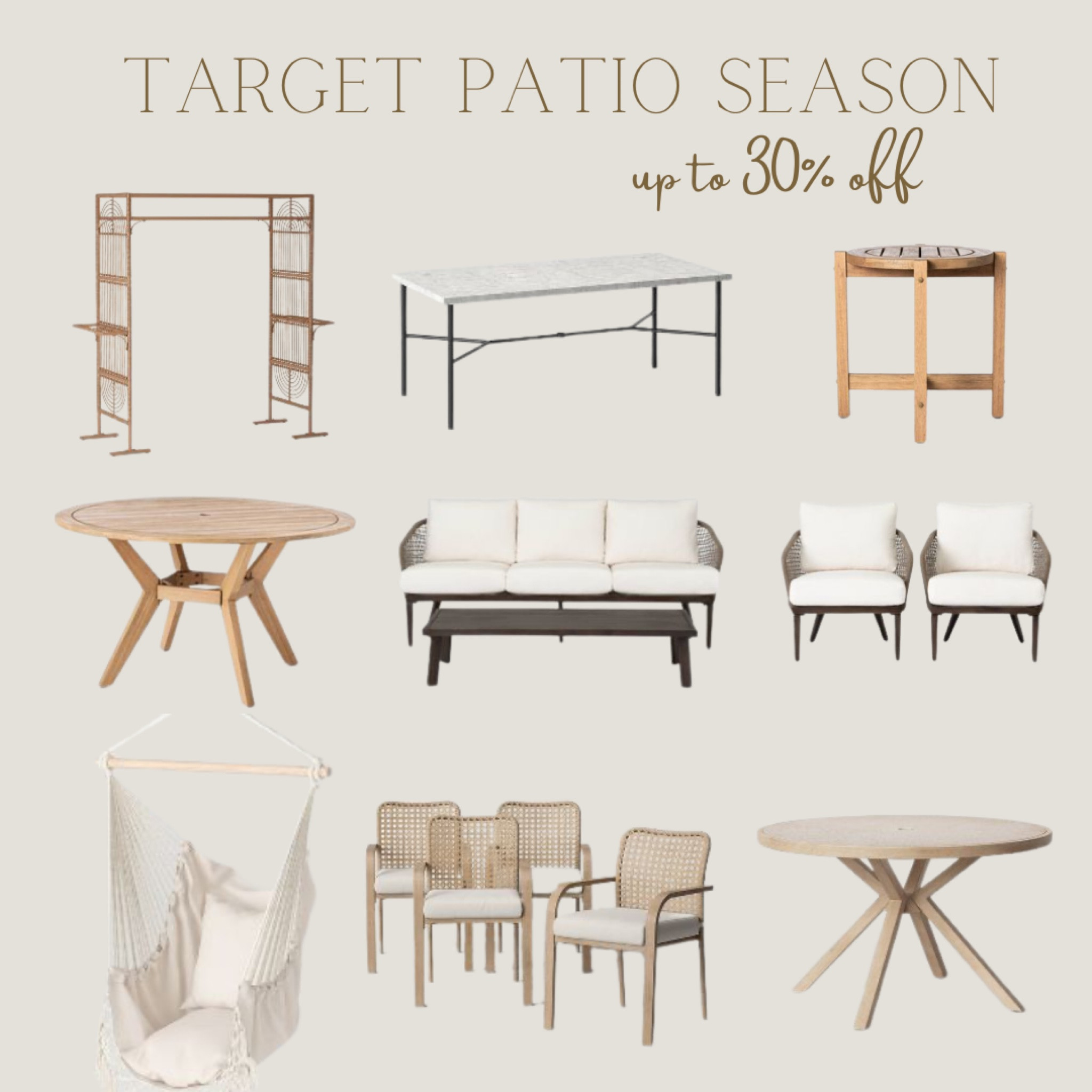 Outdoor patio furniture on sale at target, outdoor dining table, dining chairs, hammock  chair 

#LTKhome #LTKunder50 #LTKSeasonal