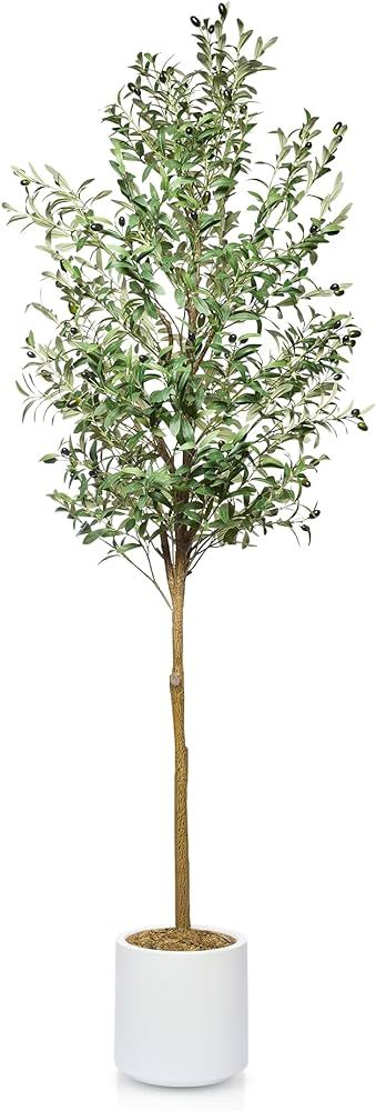 Artificial Olive Tree - 7FT Tall (84 Inches) - Faux Potted Silk Olive Tree Plant for Indoor Home ... | Amazon (US)
