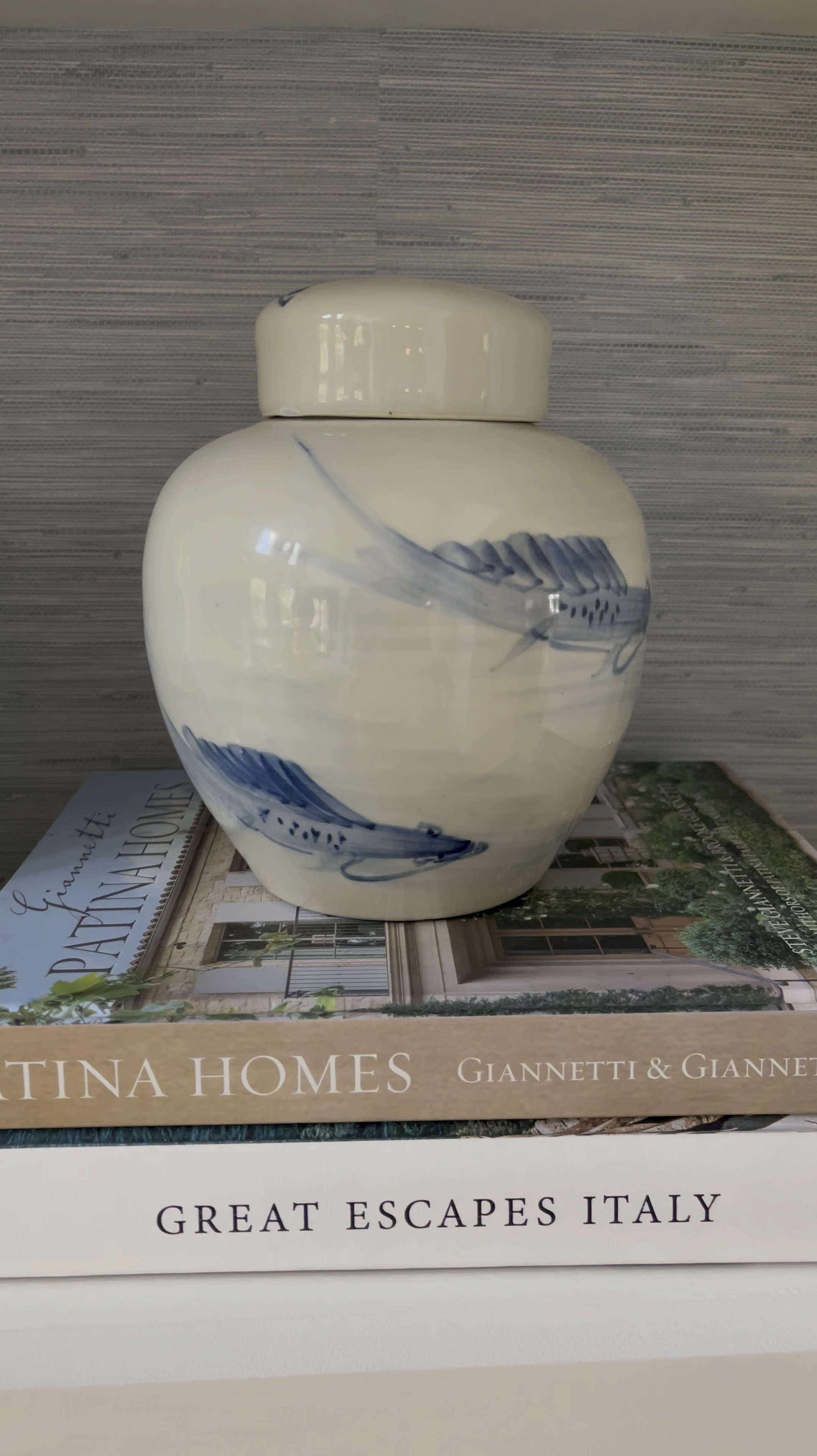 Linking some favorite bookshelf decor from Amazon - including this fish blue and white jar which comes in a set of two!  I love to decorate with jars, vases, frames, rattan and plenty of books!

Traditional home, classic home styling, bookshelves, bookshelf decor, bookshelf styling, Amazon home decor, Amazon finds, grandmillennial, preppy, interior design, family room, built in bookshelves, peel and stick wallpaper, grasscloth 



#LTKHome