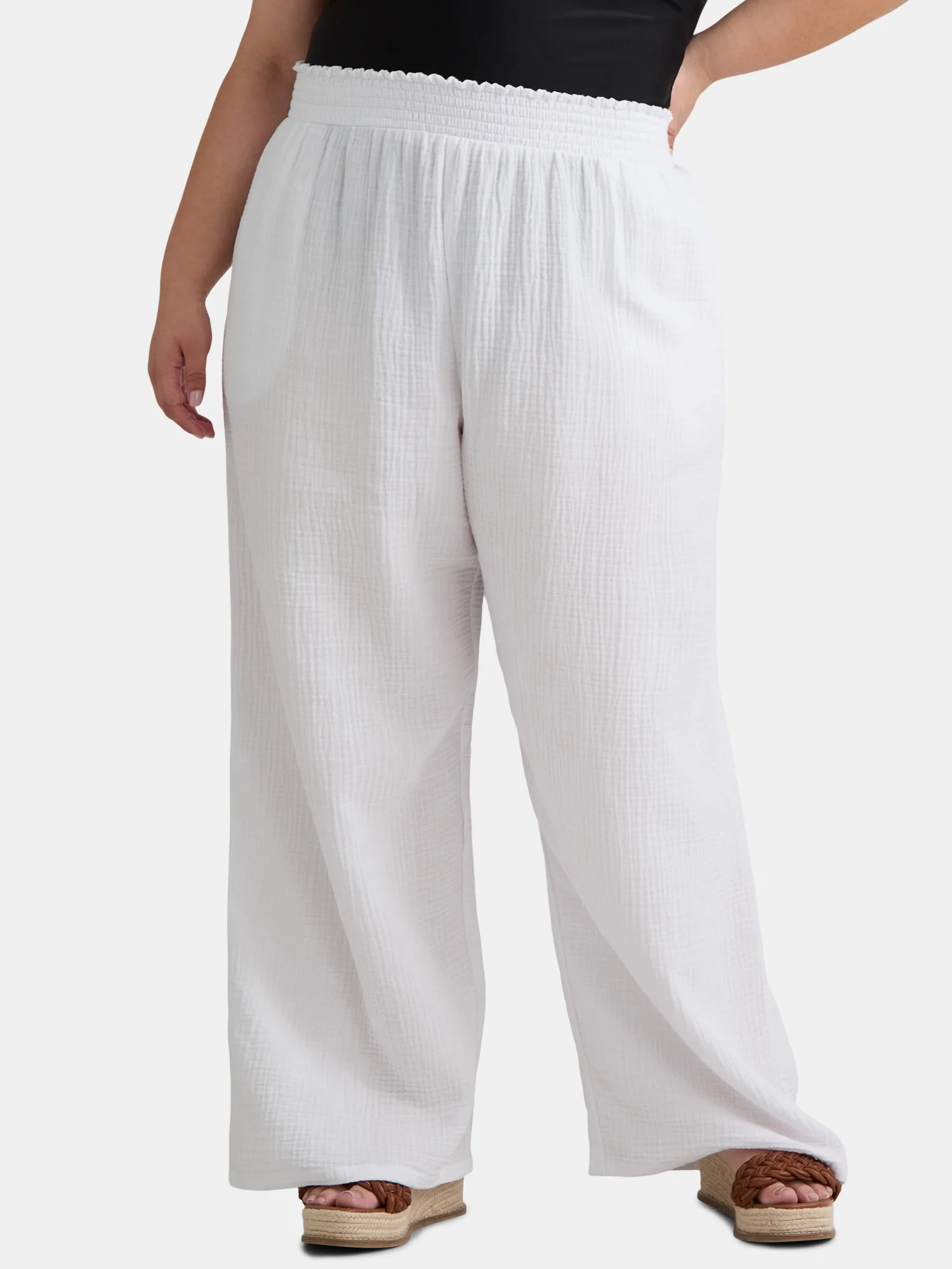 Time and Tru Women's and Women's Plus Cotton Gauze Beach Coverup Pants, Sizes XS-3X - Walmart.com | Walmart (US)