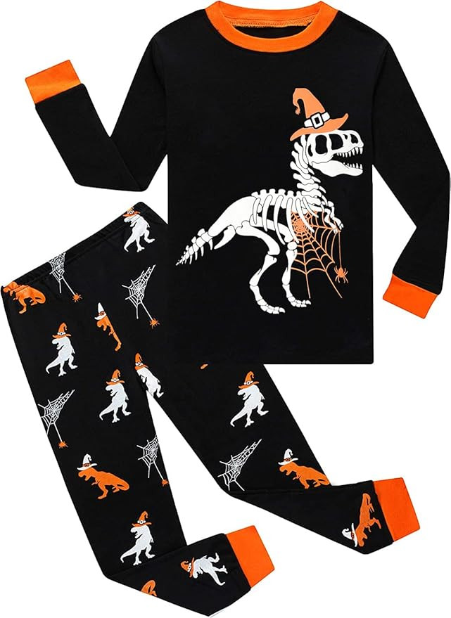 Toddler Pumpkin Pajamas Boys Glow in The Dark Skeleton Pjs 2 Piece Ghost Sleepwear Kids Halloween... | Amazon (US)