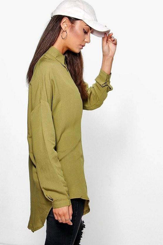 Tall Linen Look Oversized Shirt | Boohoo.com (US & CA)