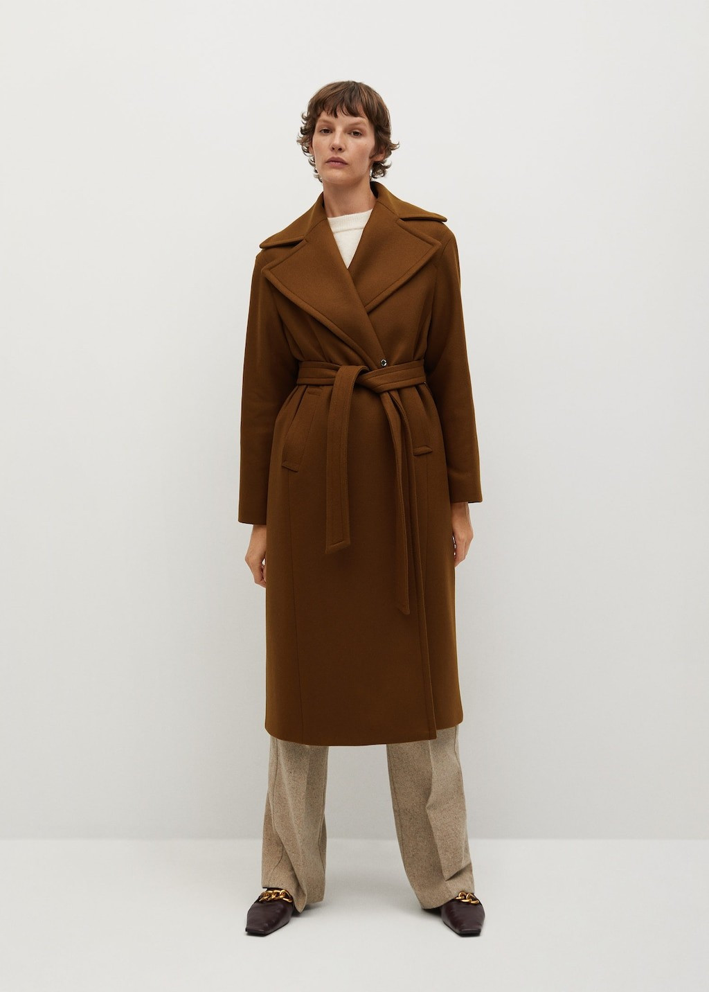 Woolen coat with belt | MANGO (US)