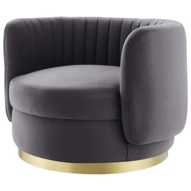 Armchair Swivel Accent Tufted Chair, Gold Gray Grey, Velvet, Modern Contemporary, Living Lounge C... | Walmart (US)