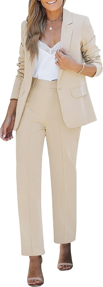 luvamia Women's Two Piece Sets Pants Suits Dressy Business Casual Outfits Professional Blazer Pan... | Amazon (US)