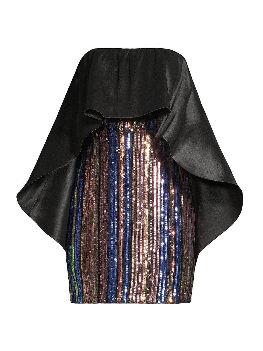 Women's Sequined Stripe Cape Minidress - Purple Multi - Size 8 | Saks Fifth Avenue