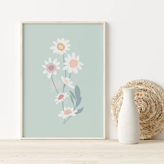 Bedroom Wall Decor  Pastel Flower Print  Printable Wall Art | Etsy | Etsy (US)