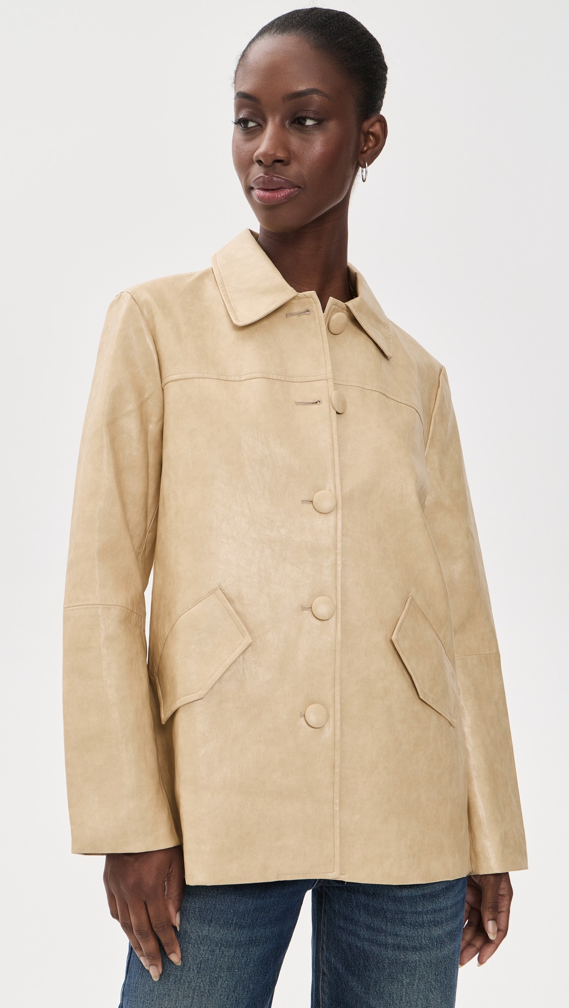Muse Assembly Maggie Faux Leather Jacket Ochre S | Shopbop