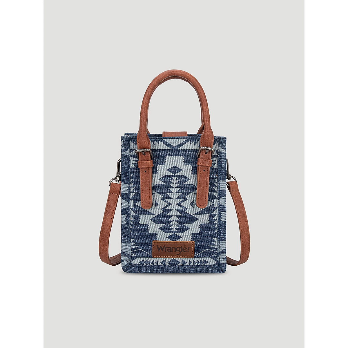 Laser Cut Printed Square Cross Body in Denim | Wrangler