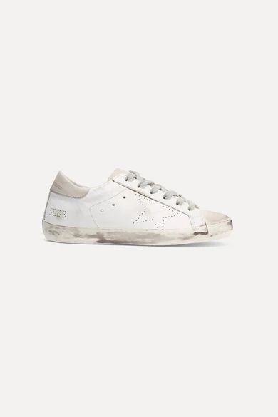 Golden Goose Deluxe Brand - Superstar Distressed Leather And Suede Sneakers - White | NET-A-PORTER (US)