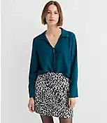 Slit Cuff Tie Neck Blouse | LOFT