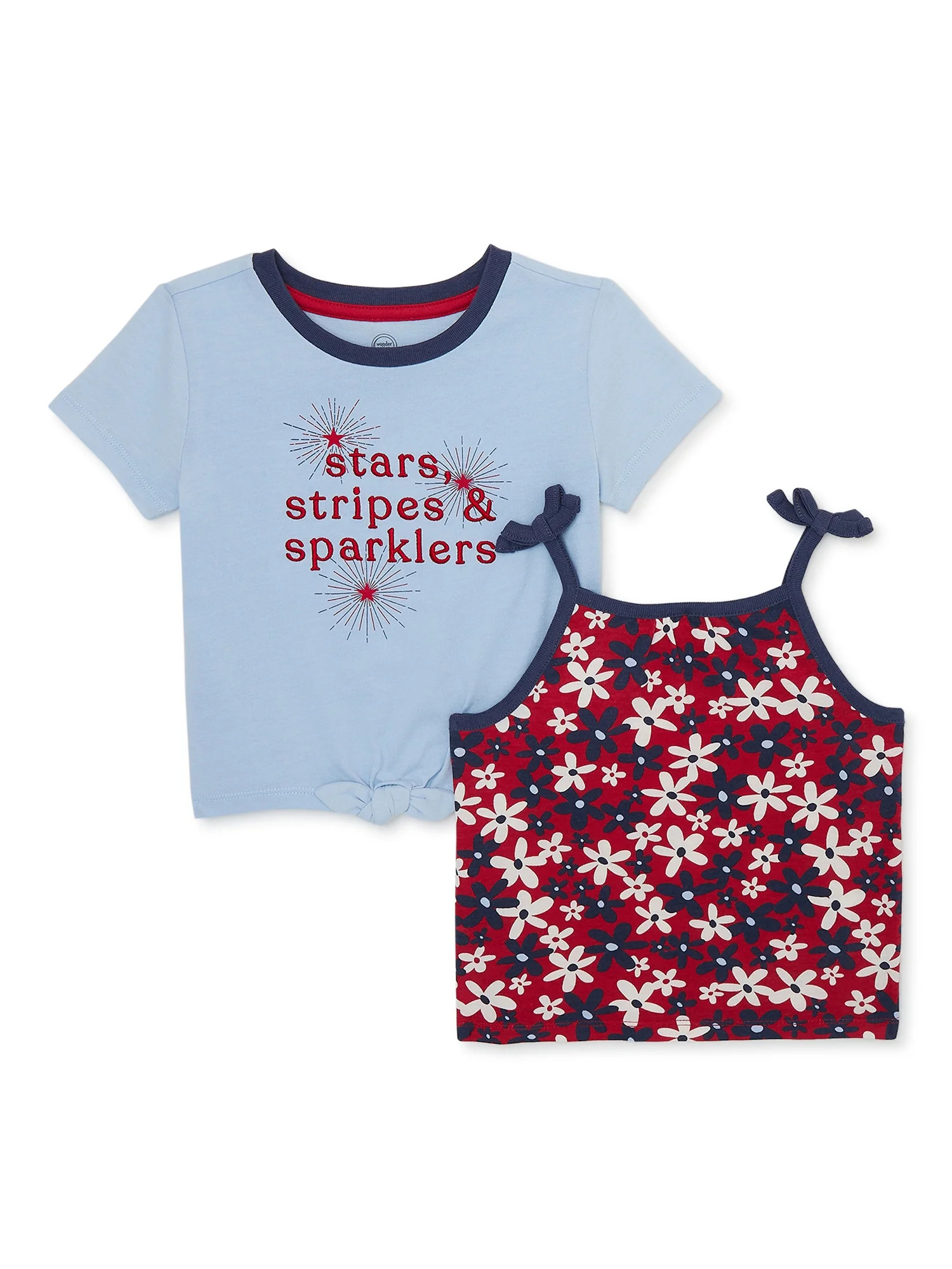 WAY TO CELEBRATE!Way to Celebrate Americana Toddler Girl T-Shirt & Tank Top Set, 2-Pack, Sizes 2T... | Walmart (US)