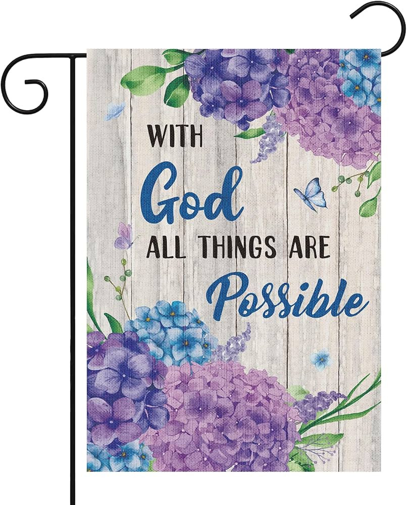 WATINC With God All Things are Possible Garden Flag, Spring Summer Hydrangea Double Sided 12 x 18... | Amazon (US)