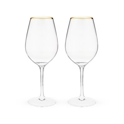 Twine Gilded Wine Glasses, Gold Rimmed Clear Wine Glass Set, Stemmed Wine Glasses, Set of 2, 14 Ounces | Target