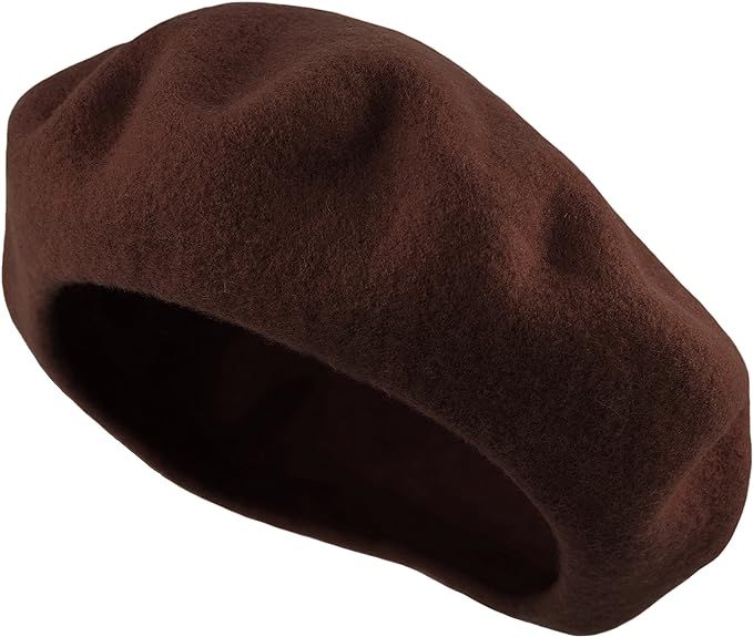 Traditional Women's Men's Solid Color Plain Wool French Beret One Size | Amazon (US)