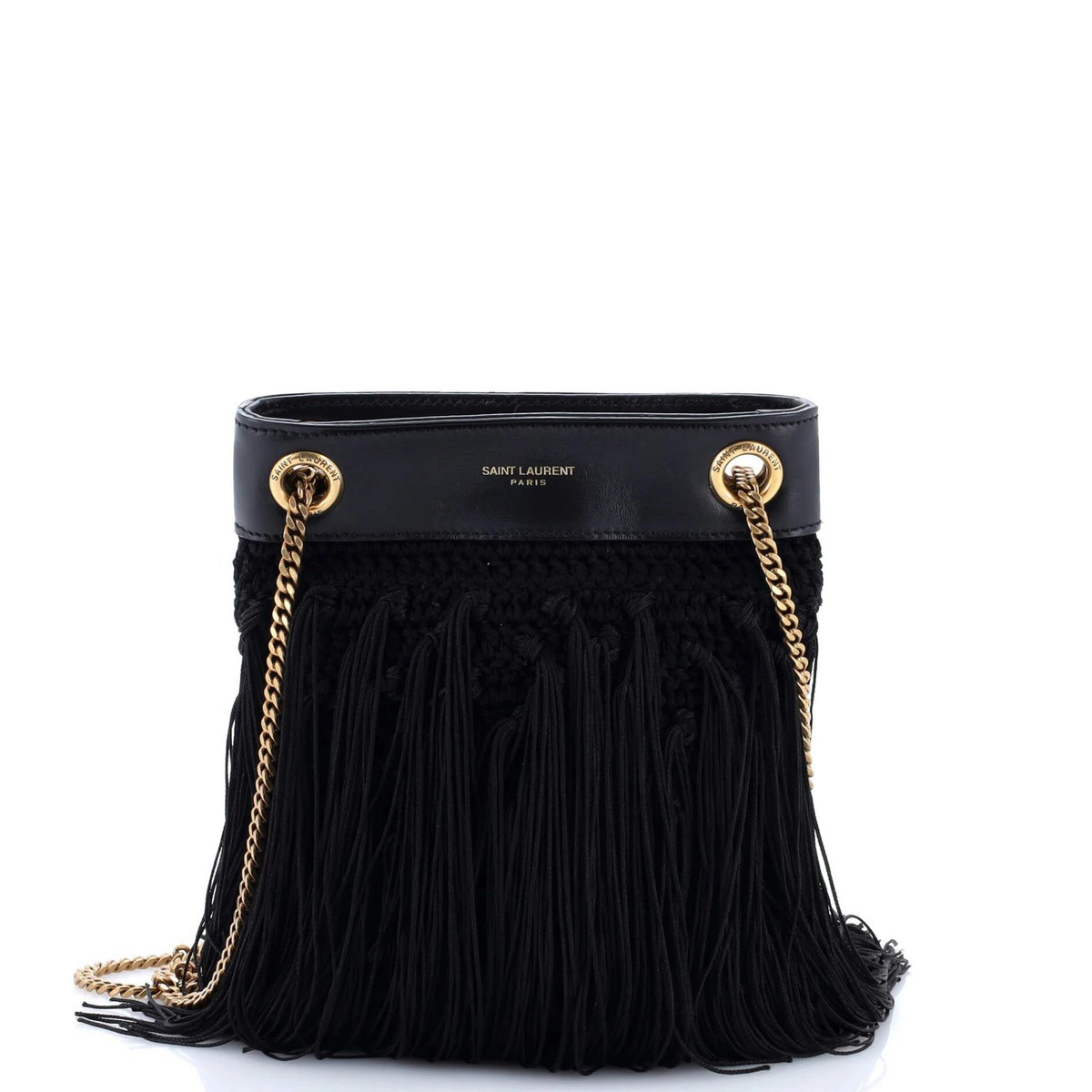 Saint Laurent Grace Fringe Hobo Leather and Crochet Small | eBay | eBay US