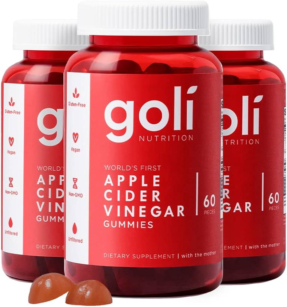 Goli Apple Cider Vinegar Gummy Vitamins - 180 Count - Vitamins B9 & B12, Gelatin-Free, Gluten-Fre... | Amazon (US)