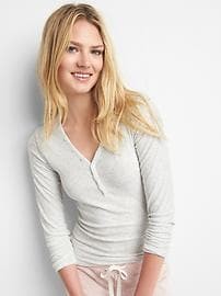 Long sleeve ribbed henley | Gap US