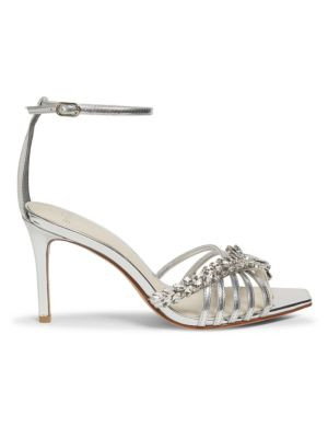 80MM Crystal-Embellished Metallic Leather Sandals | Saks Fifth Avenue OFF 5TH