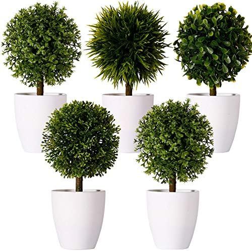 FagusHome 8" Artificial Plants Potted Artificial Boxwood Topiary Tree Artificial Ball Shaped Tree... | Amazon (US)