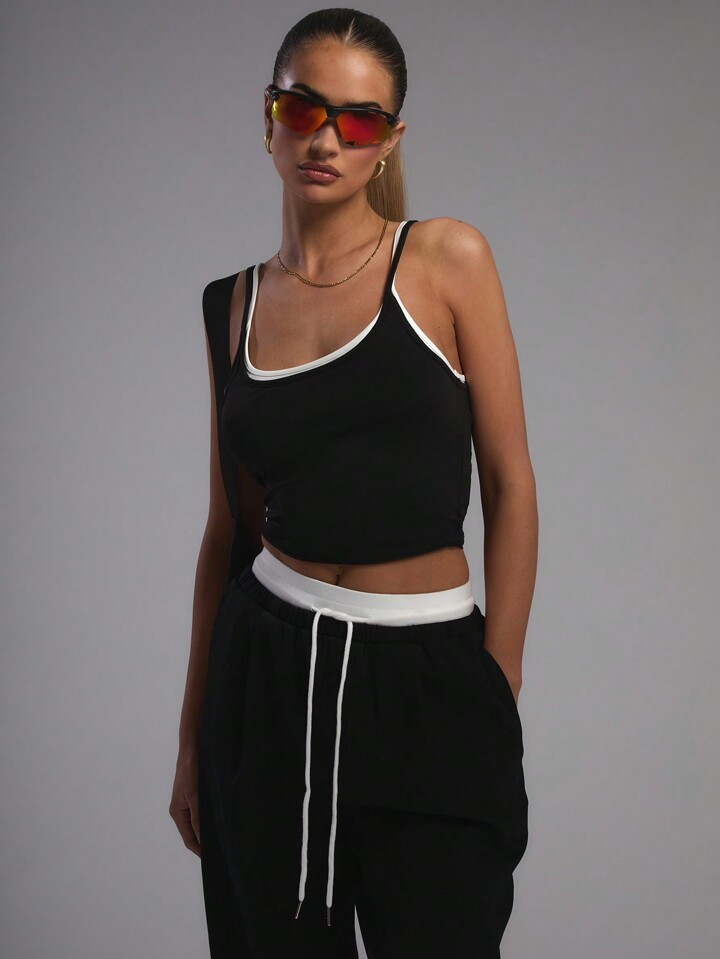 MUSERA Contrast Double Layer Camisole Top | SHEIN