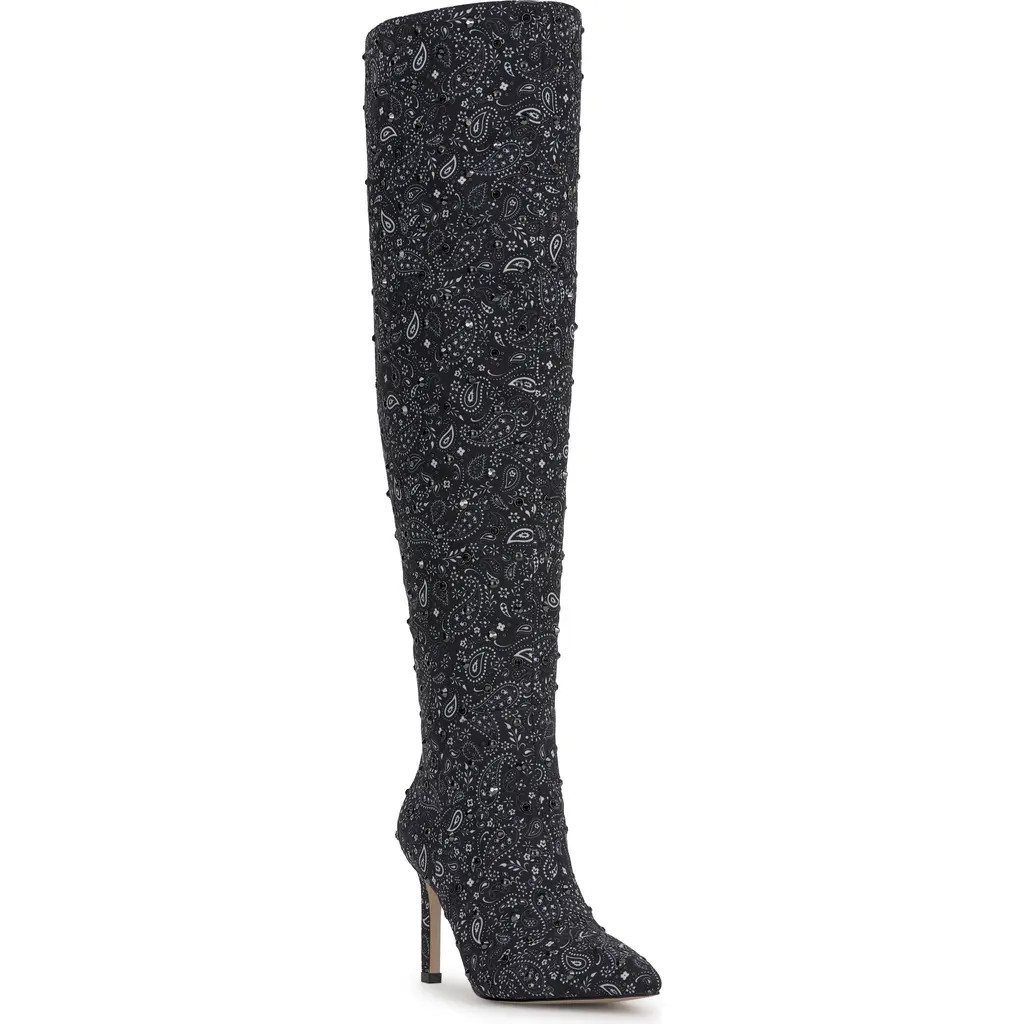 Jessica Simpson Earon Pointed Toe Over the Knee Boot in Midnight/white at Nordstrom, Size 8 | Nordstrom