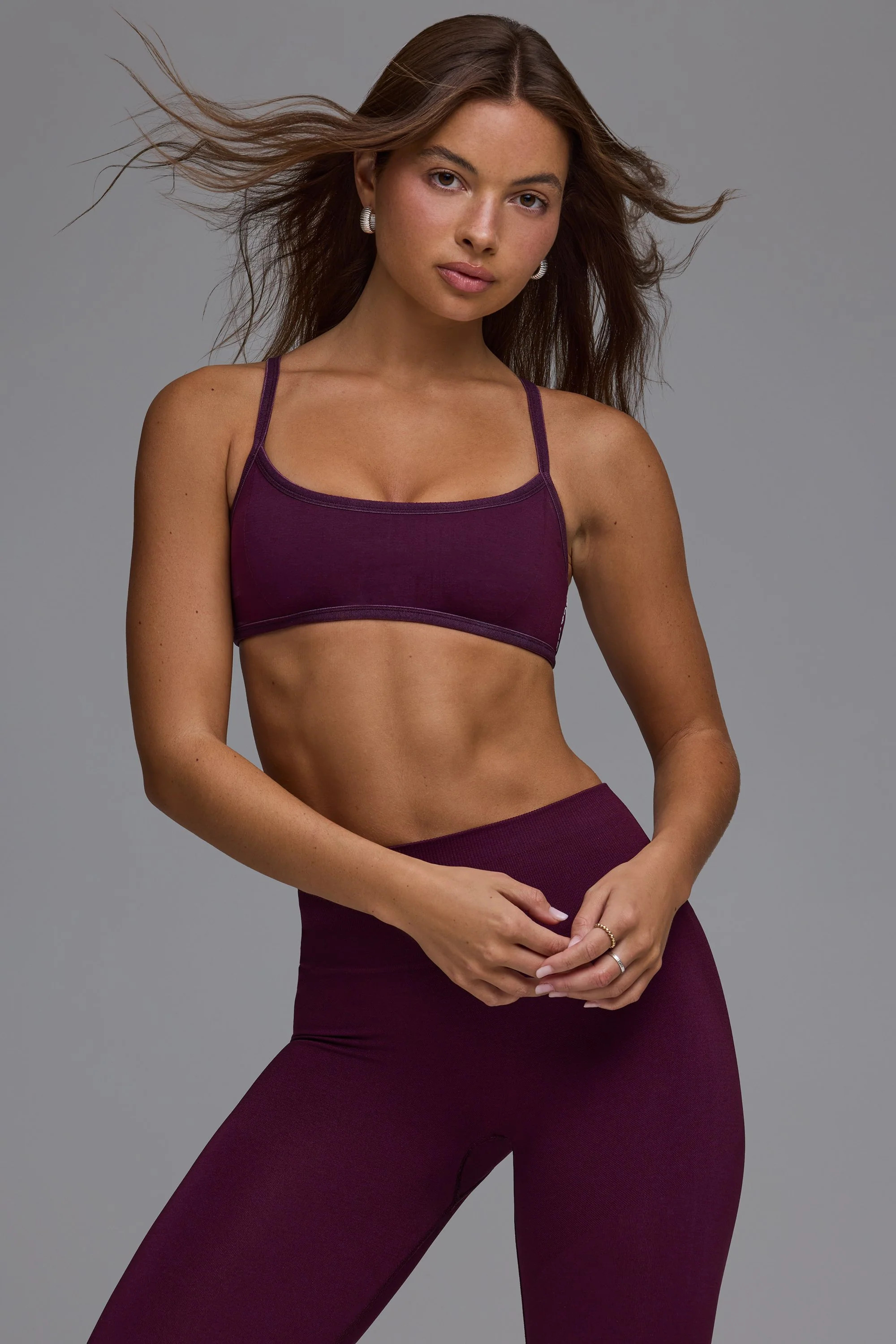 Define Luxe Multiway Open-Back Sports Bra in Grape | Oh Polly