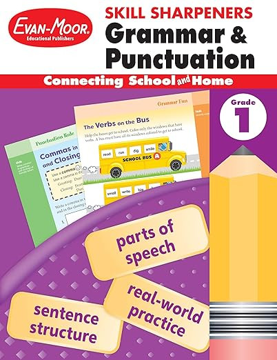 Evan-Moor Skill Sharpeners Grammar and Punctuation Workbook, Grade 1, Nouns, Verbs, Sentence Stru... | Amazon (US)