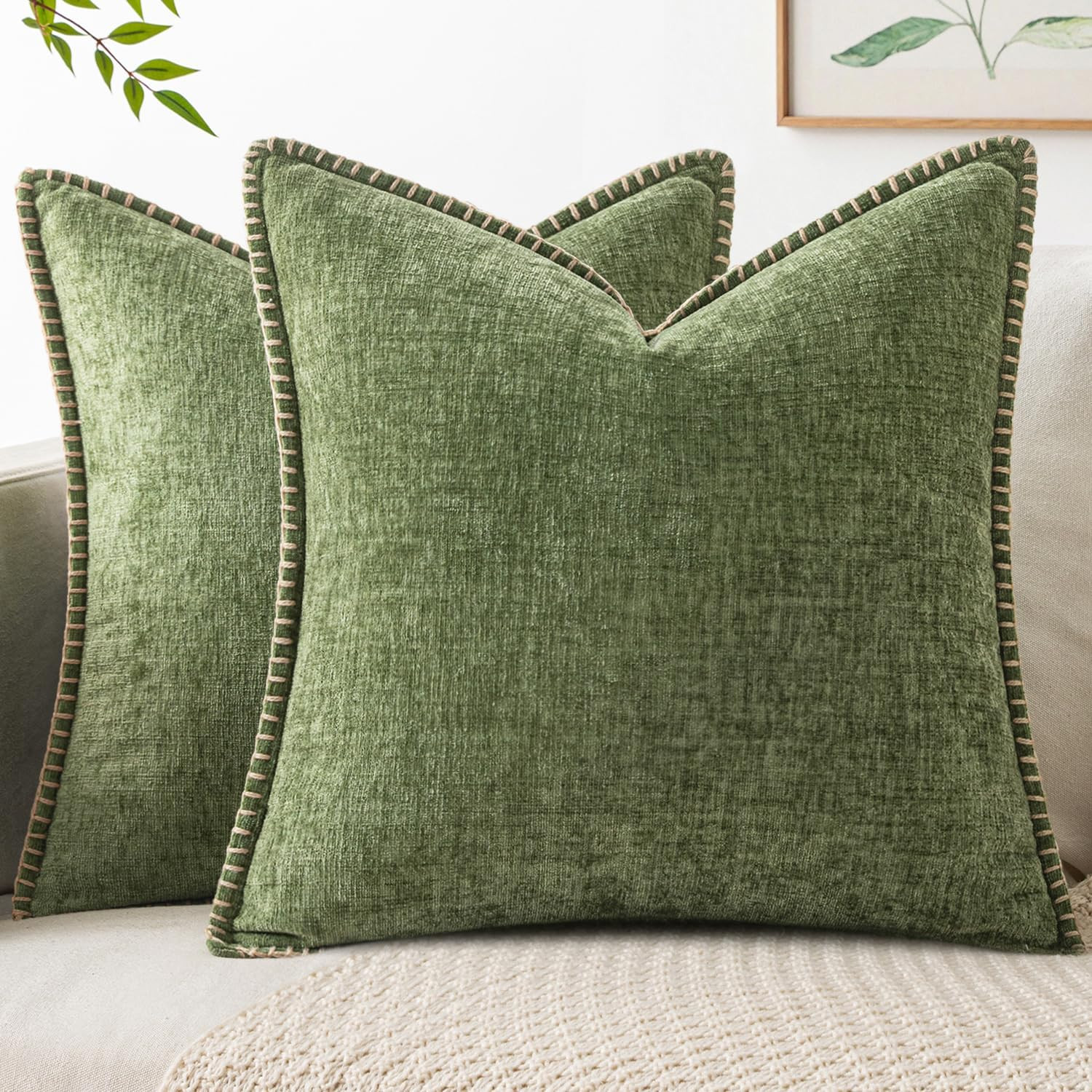 MIULEE Decorative Couch Throw Pillow Covers 18x18 Inch Sage Green 2 Pack | Amazon (US)