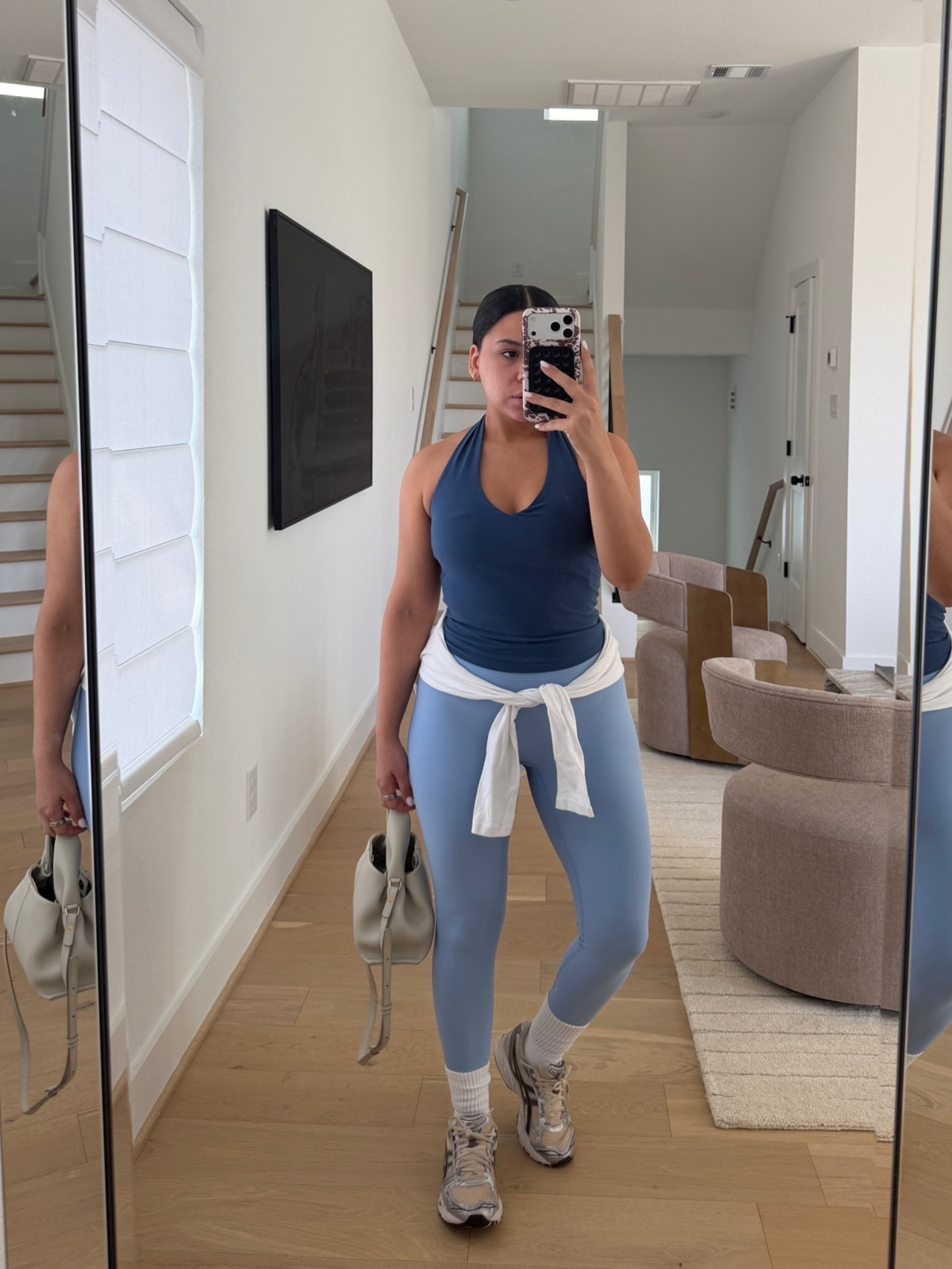 Tank: small
Leggings: medium
Cover up: small
Sneakers: 6.5 women 
White ankle socks 
White bag

#LTKdayinmylife #LTKgrwm #LTKActive