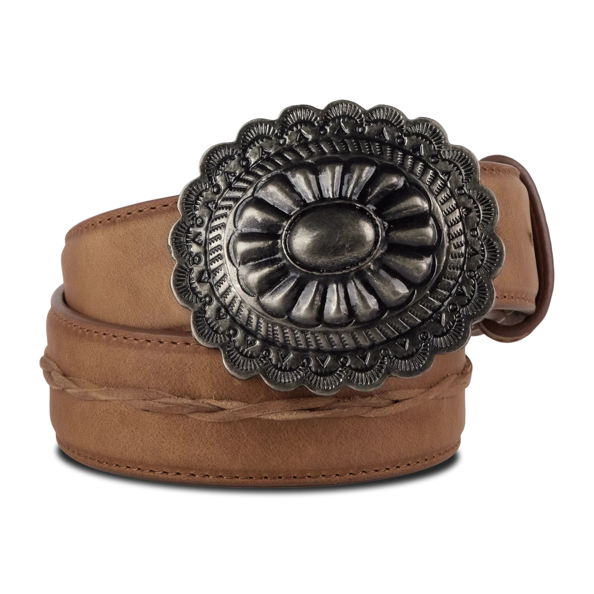 1.5 Woven Braided Belt with Round Buckle - Desert Clay | Lane Boots