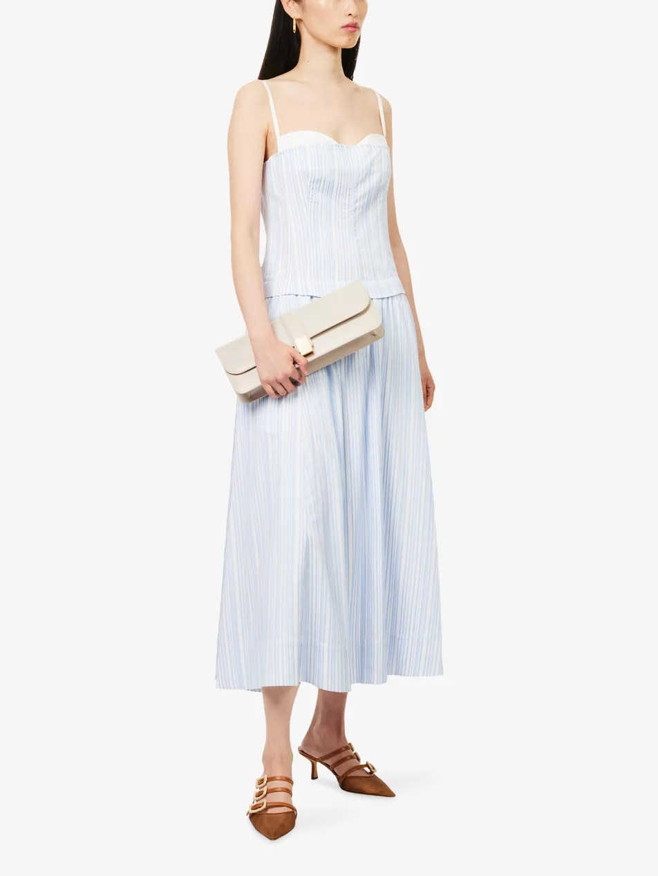 SIMKHAI - Quinlin Bustier Woven Midi Dress | Selfridges.com | Selfridges