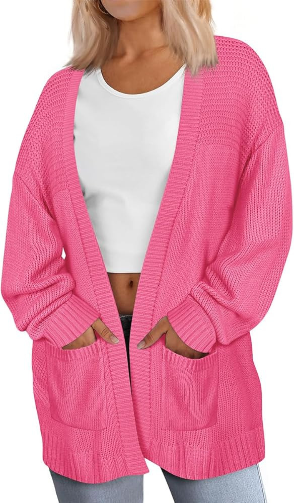 CARCOS Plus Size Cardigan Sweaters for Women Open Front Long Sleeve Oversized Winter Knit Cardiga... | Amazon (US)