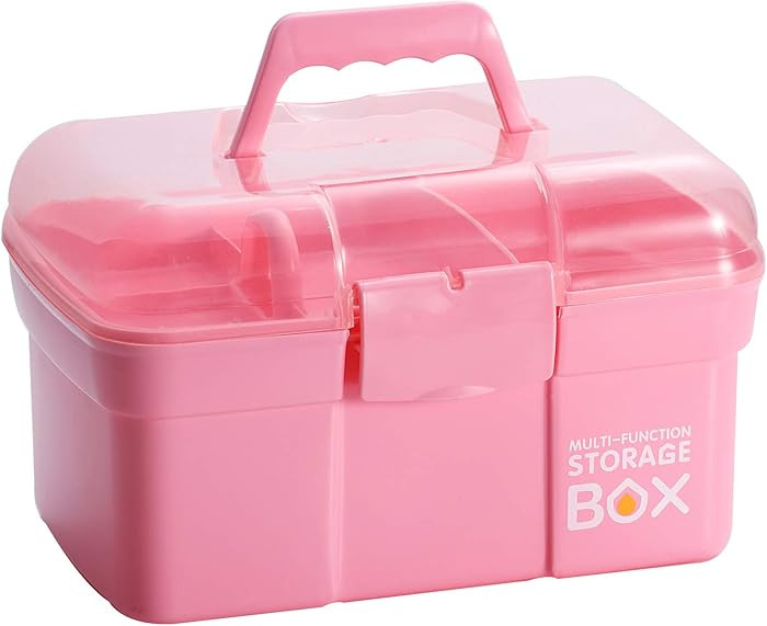 11'' Plastic Storage Box with Removable Tray, Multipurpose Organizer and Storage Case for Art Cra... | Amazon (US)