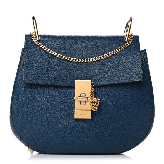 CHLOE Grained Lambskin Mini Drew Shoulder Bag Factory Blue | Fashionphile