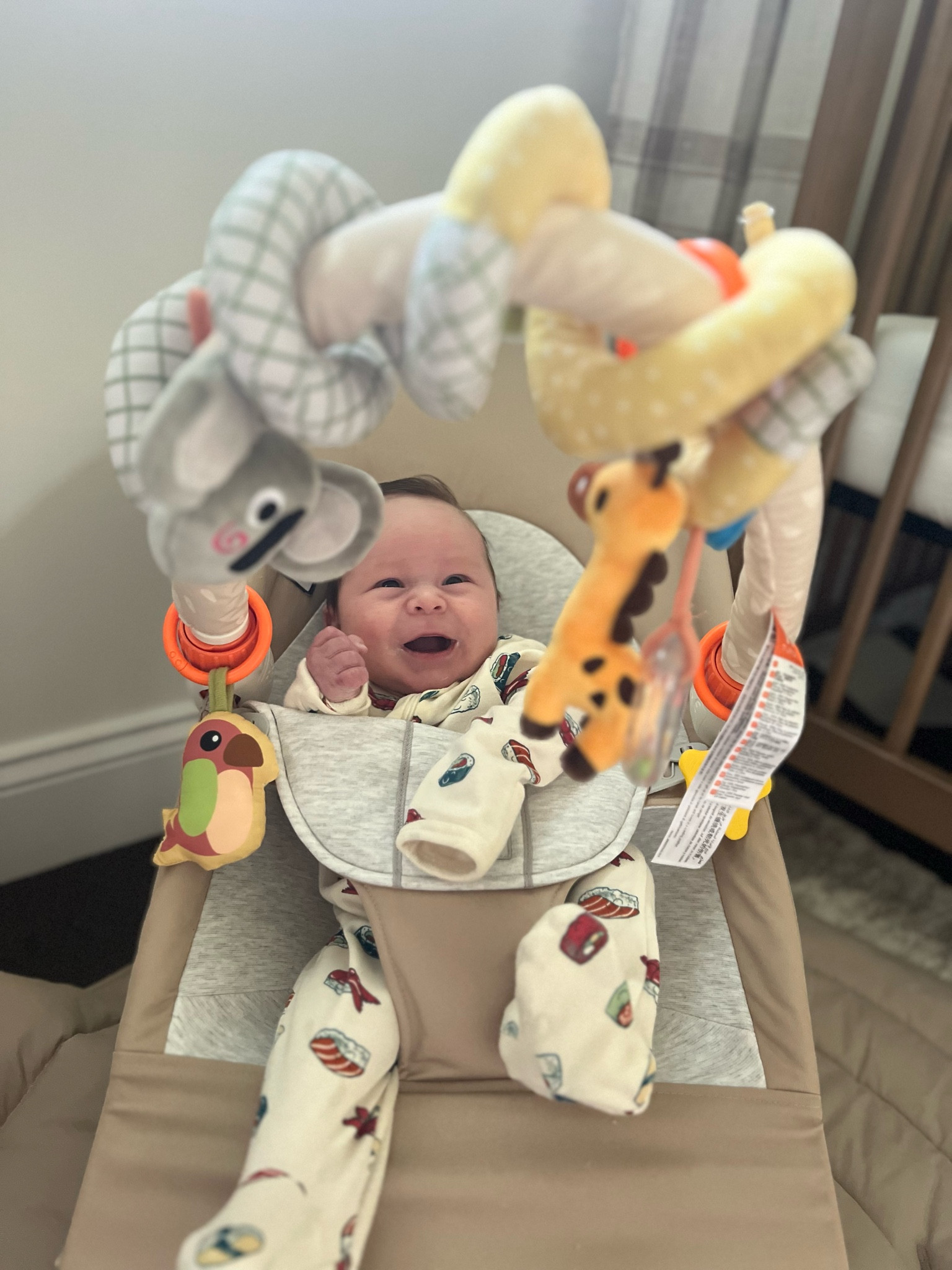 The most adorable and interactive clip on baby bouncer seat toy bar! Love this one, and the Tucan plays twinkle twinkle little star #babytoy #babybjourn #toybar #babytoybar #babytoys #infanttoy 

#LTKBaby