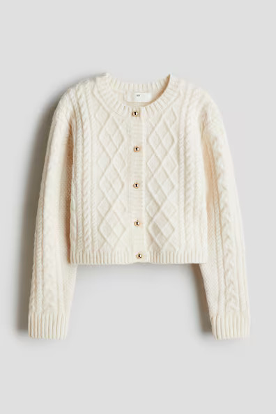 H & M - Cable-Knit Cardigan - White | H&M (US + CA)