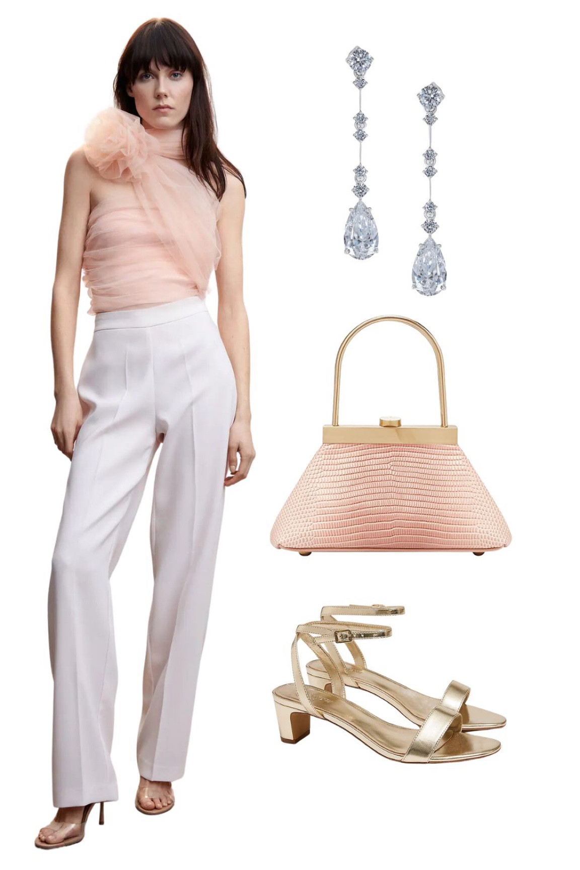 Pink tulle top // light pink // gold kitten heel // multi cut earrings // elegant evening // office party // pink triangle purse clutch bag // mango 

#LTKstyletip #LTKunder100 #LTKunder50